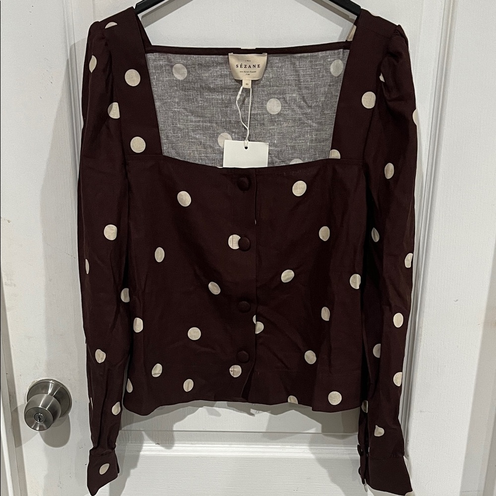 *DO NOT BUY, ALREADY PURCHASED*

Sezane Lorenza blouse in color ecru polka dots